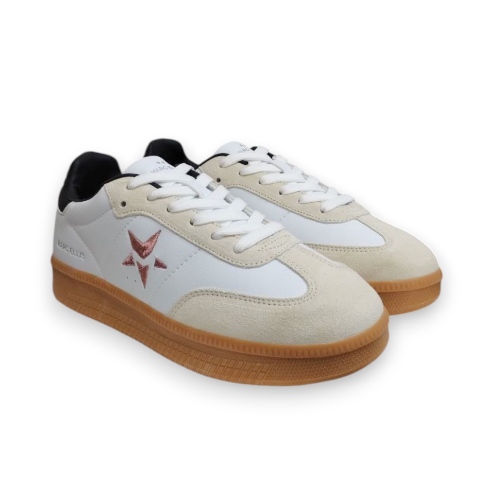 marc ellis marc ellis sneakers white-sand-black milly8001-fw35 41 - foto 1 Marc Ellis Milly sneakers white-sand-black, pelle e camoscio, logo stella, suola gomma