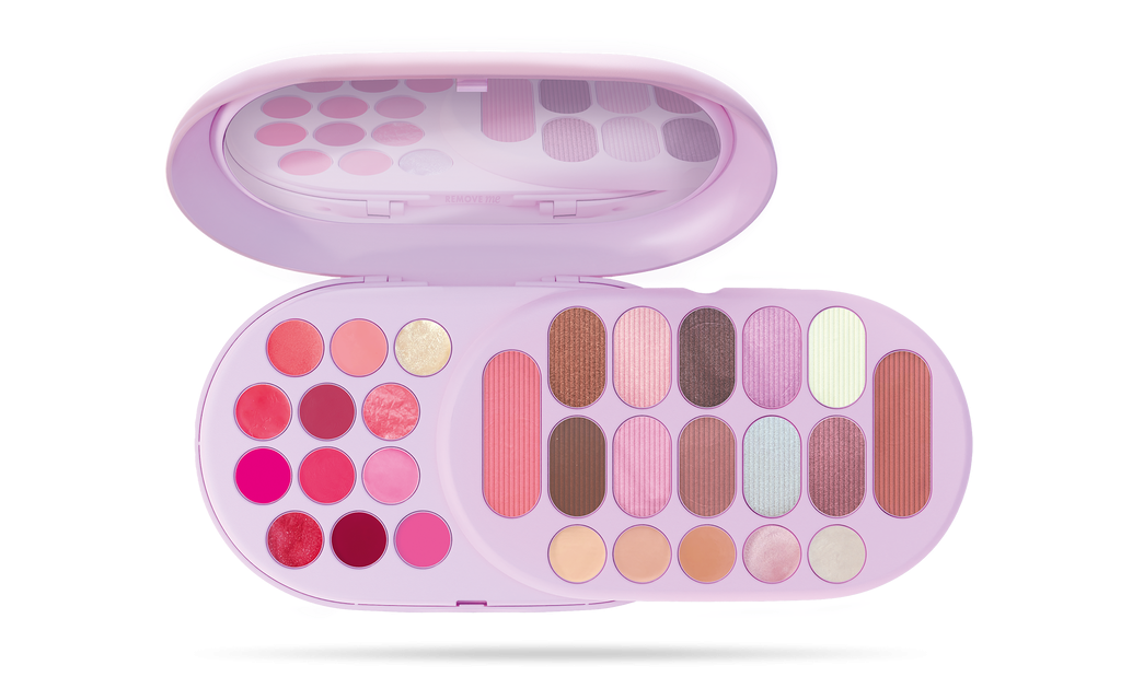 Palette PUPA Make My Day M aperta con ombetti e rossetti in tonalità rosa, marroni e nude