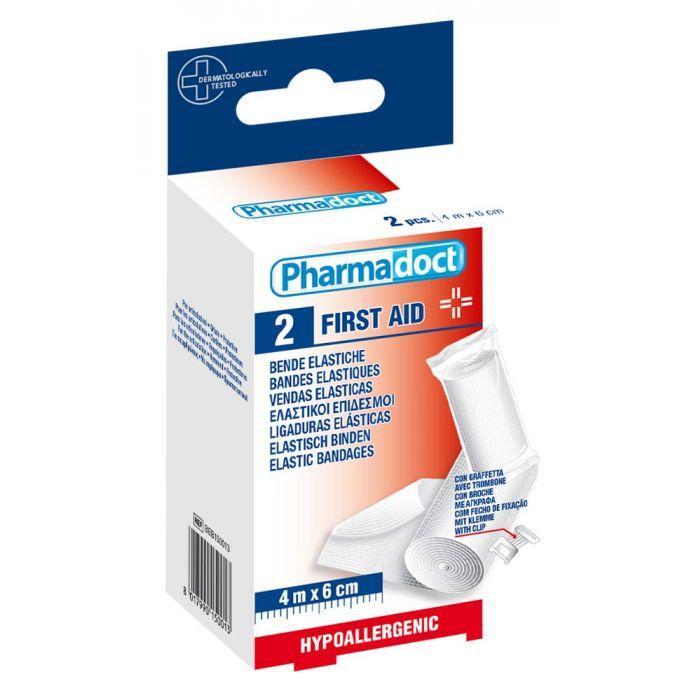 Benda elastica adesiva Pharmadoc 4m x 6cm con fermaglio di fissaggio