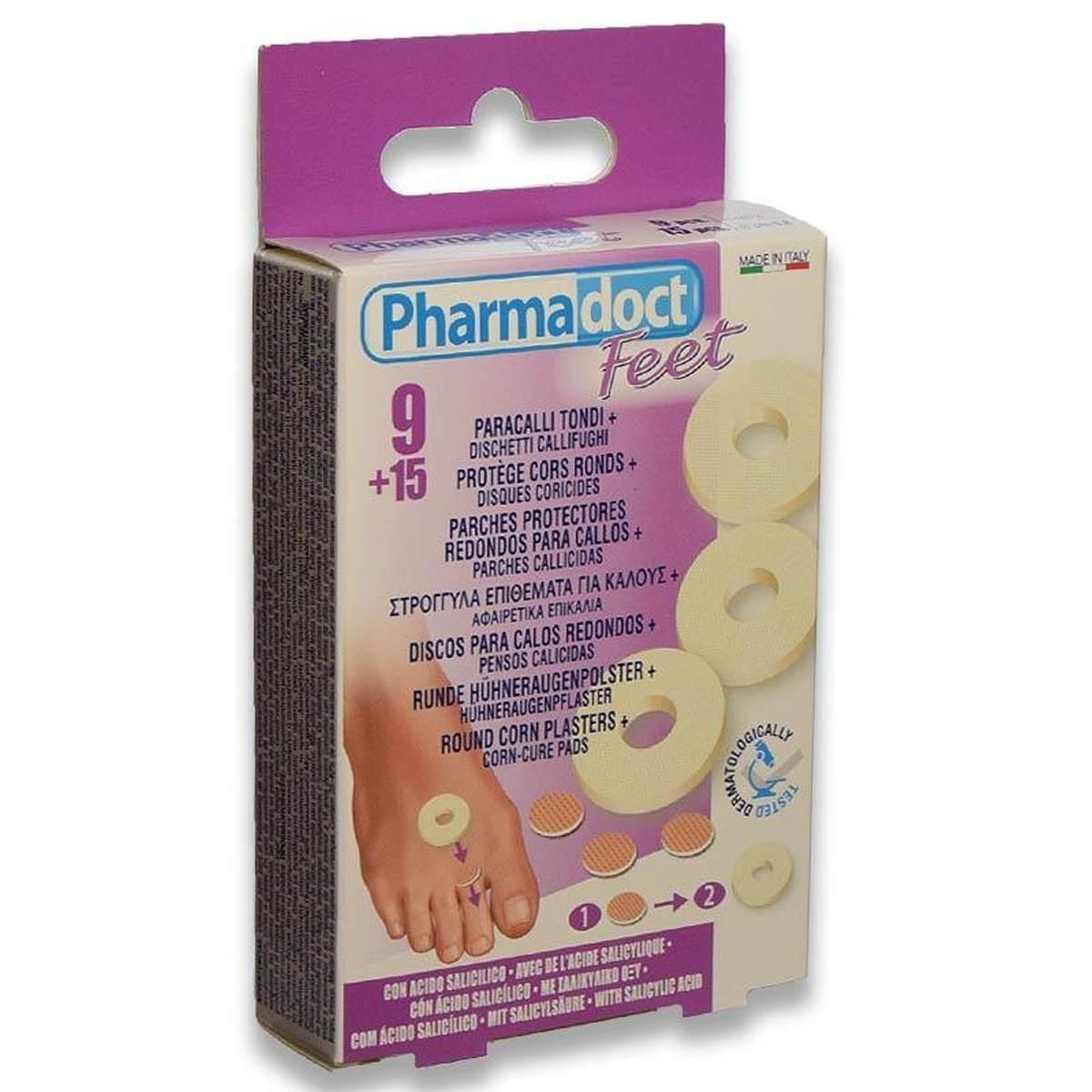 pharmadoc pharmadoct piedi paracalli rotondi in lattice 9pz.+ 15 dischetti 78197 - foto 1 Paracalli rotondi in lattice - confezione da 9 pezzi e 15 dischetti protettivi