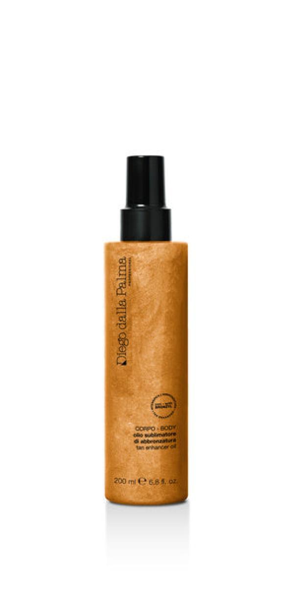 Flacone spray dorato con pompa nera, sublimatore abbronzatura 258 ml