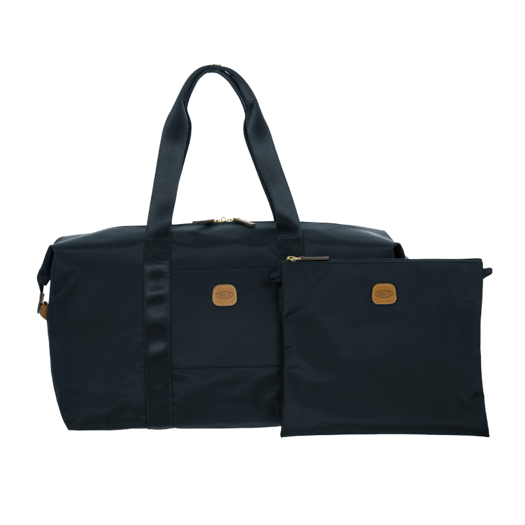 Borsa BRIC'S X-Collection blu navy con dettagli in pelle marrone e pouch coordinato