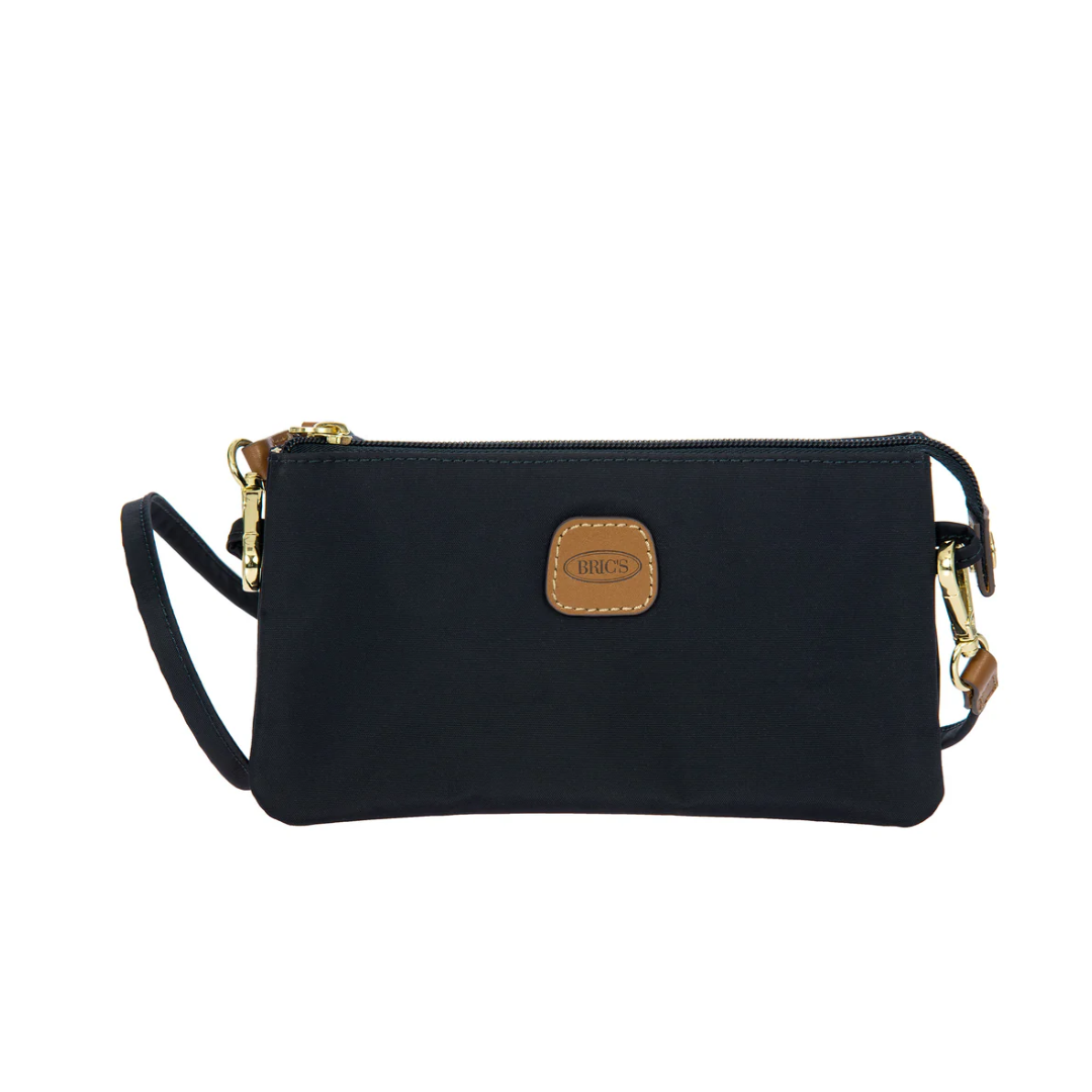 BRIC'S X-Collection pochette nero con tracolla e logo in pelle