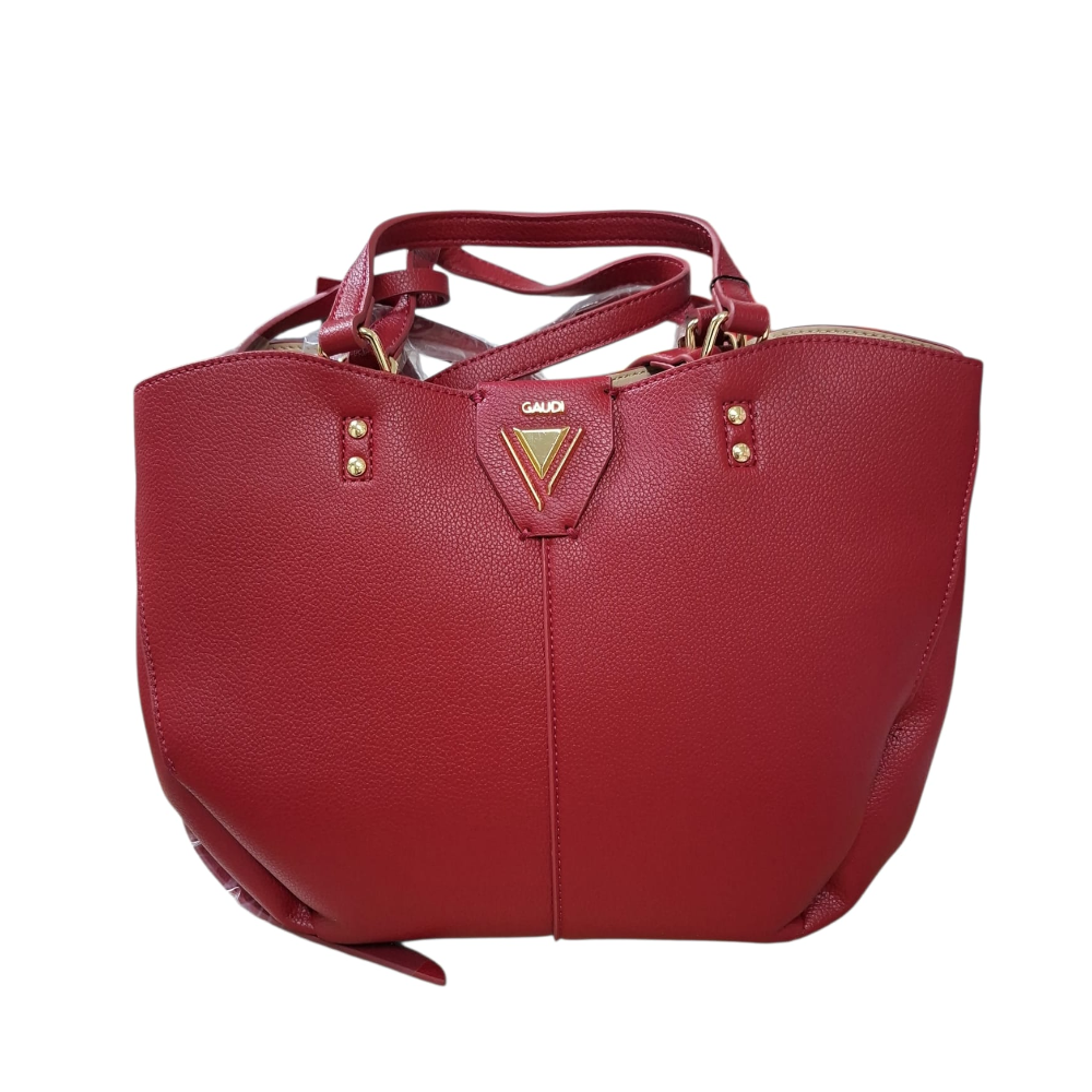 gaudi gaudi borsa donna golene v6ae-12771 red - foto 1 Borsa donna Gaudi Golene in pelle rossa con manici e logo triangolare
