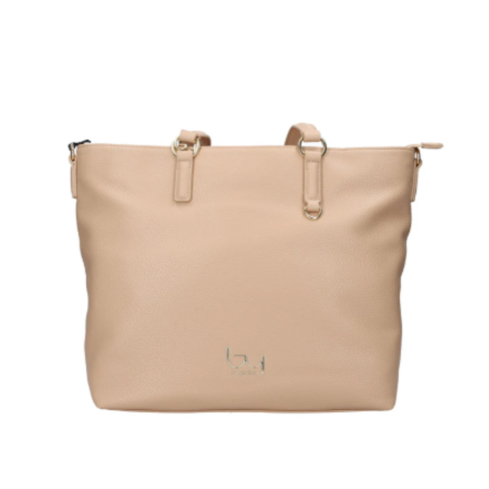 byblos-borsa-donna-adventure-sabbia Borsa donna ADVENTURE, colore sabbia, vista frontale con doppi manici in pelle